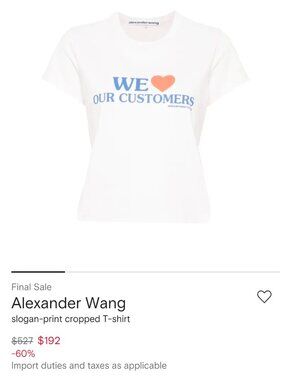 Alexander Wang 'We Love Our Customers' T-shirt